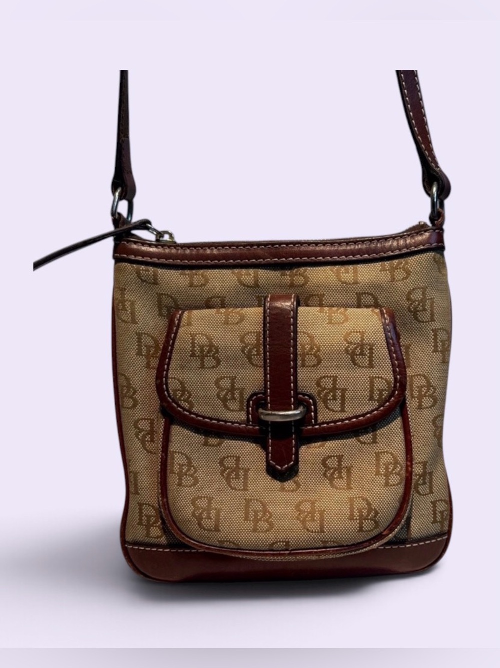 Dooney & Bourke Beige and Brown Crossbody Bag
